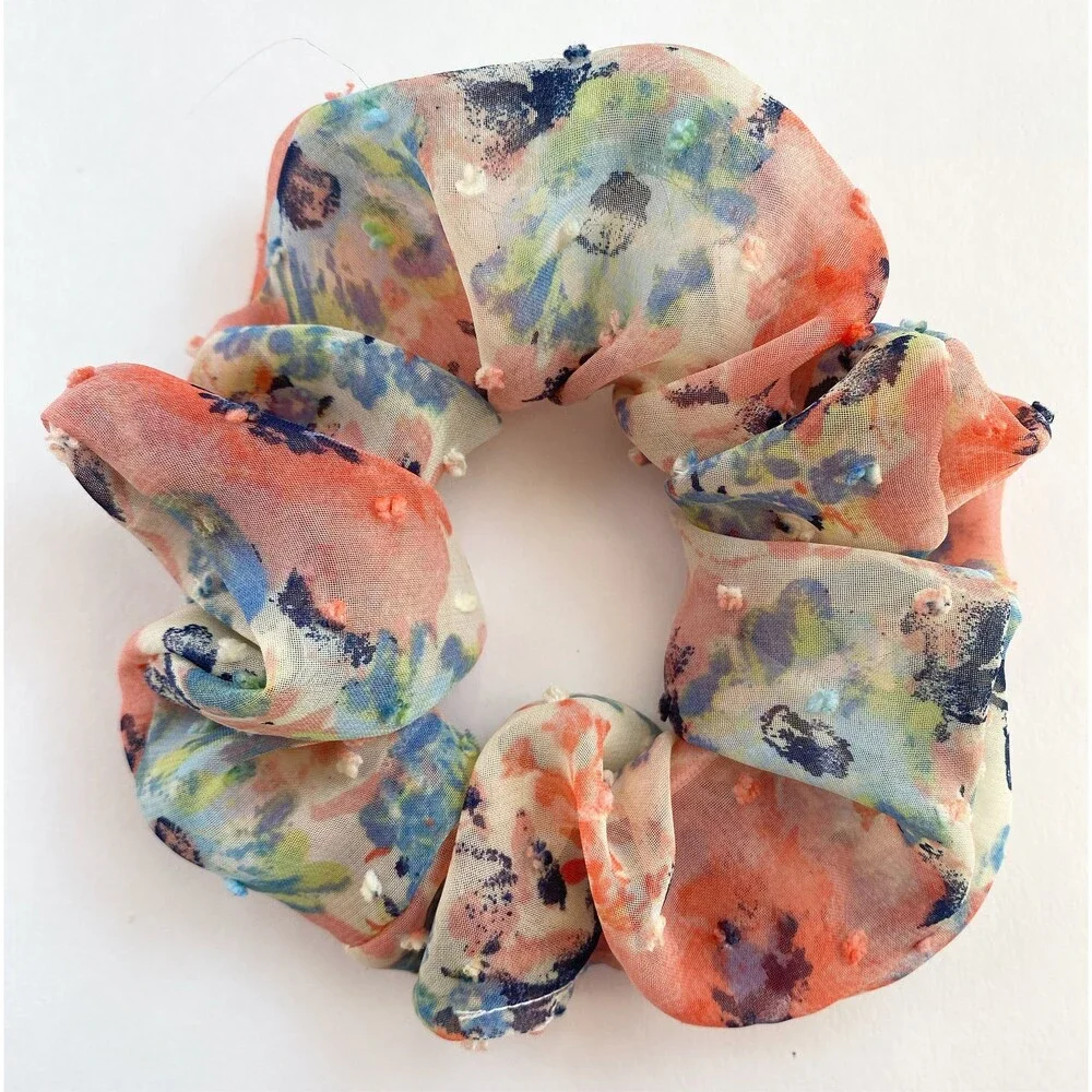 Floral Spring Scrunchies Upcycled Handmade Sustainable No Waste Hair Accessories